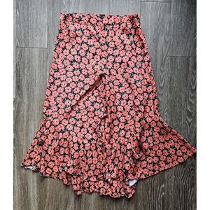 Anthropologie Floral Ankle Pants - Red and Black